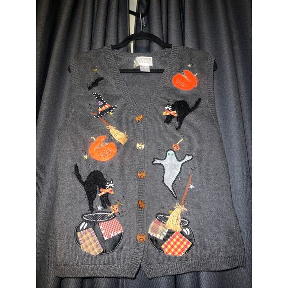no brand Sweaters - Ugly Halloween Sweater Vest Pumpkin Ghost Vintage Size Medium